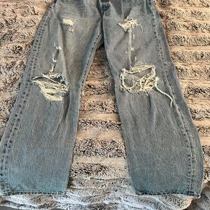 Levi's Light Blue Distressed Flare Jeans